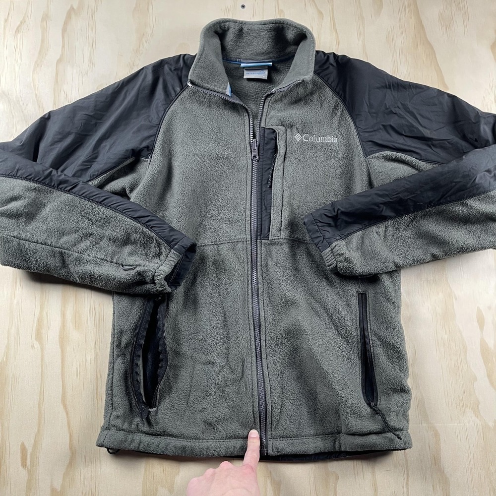 Columbia Interchange Jacket Mens Small Gray Fleece Liner Full Zip Pockets Warm